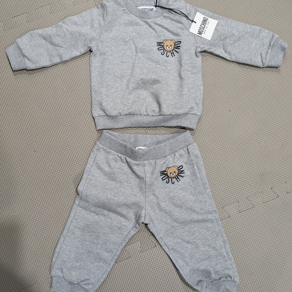 Moschino Gray Baby Sweatshirt with Bear Design